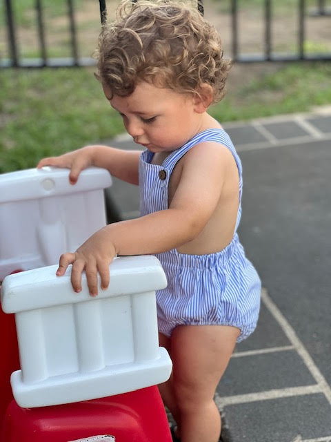 Ocean stripe overalls