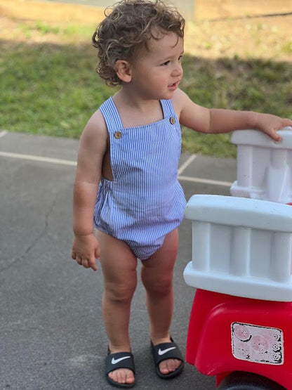 Ocean stripe overalls