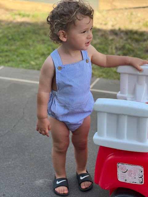 Ocean stripe overalls